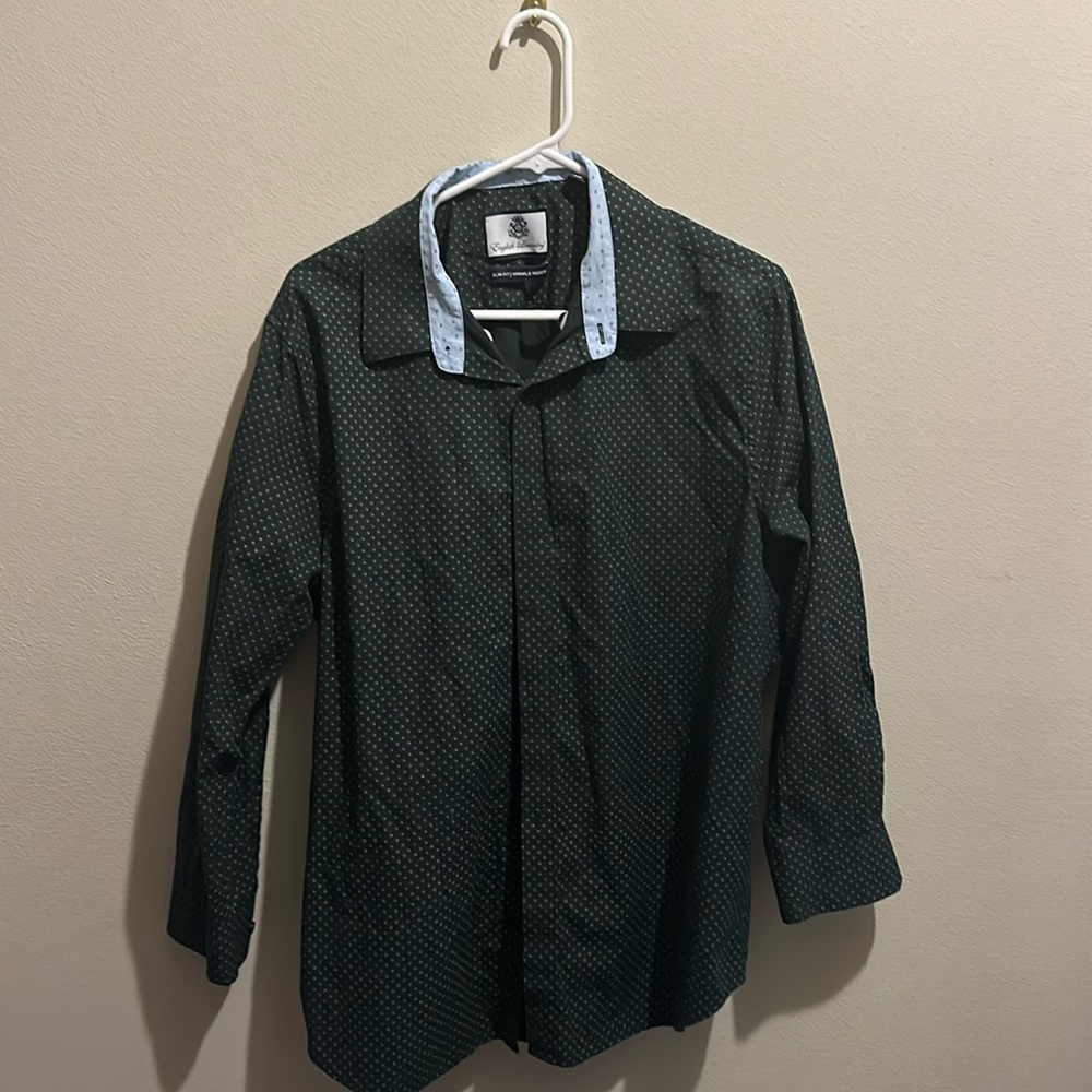 Green flower pattern men’s button up